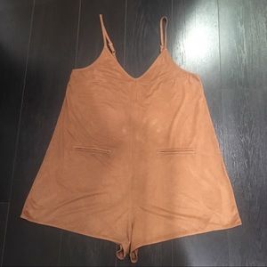 Minkpink romper caramel suede fabric
